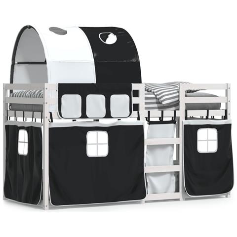 Letto a Castello senza Materasso Bianco e Nero 90x190cm in Pino - Foto 1