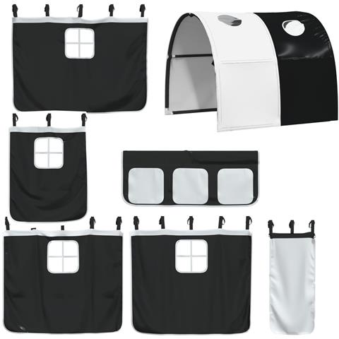 Letto a Castello senza Materasso Bianco e Nero 90x190cm in Pino - Foto 9