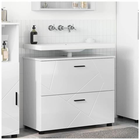 Mobile da Bagno con cassetto Bianco lucido 76.5 x 35 x 64 cm - Foto 2