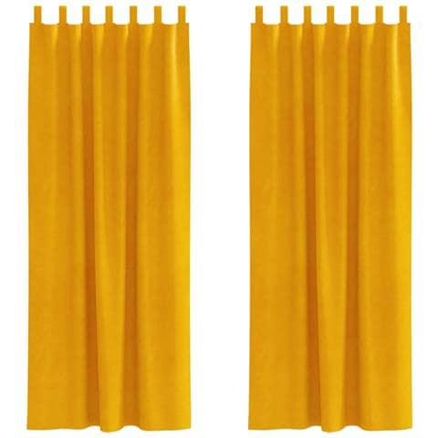 Tende con tende 2 pcs giallo senape 140 x 225 cm Velluto - Foto 1