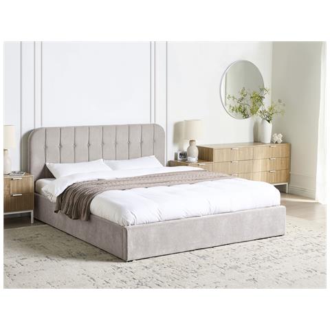 Letto Contenitore Ciniglia Challans 180 X 200 Cm Beige - Foto 1