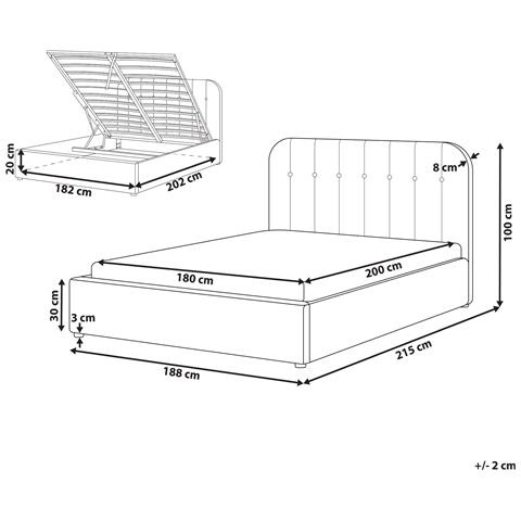 Letto Contenitore Ciniglia Challans 180 X 200 Cm Beige - Foto 8