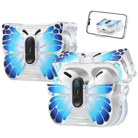Custodia Protettiva A Farfalla In Tpu Compatibile Con Apple Airpods 4 - Antigraffio, Antipolvere Blue - Foto 1