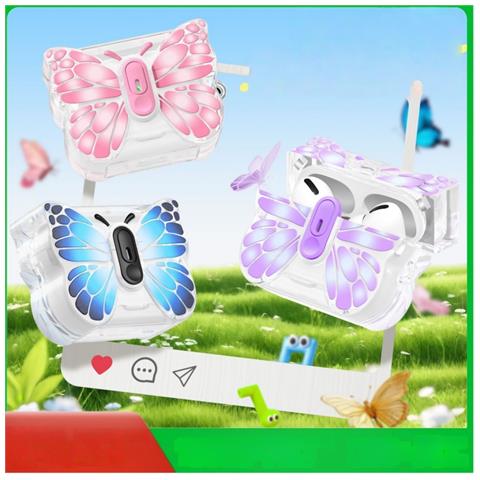Custodia Protettiva A Farfalla In Tpu Compatibile Con Apple Airpods 4 - Antigraffio, Antipolvere Blue - Foto 2