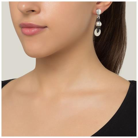 Orecchino In Pelle Nera Placcata Argento ""basic"" - Foto 2