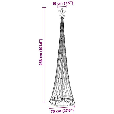 Albero di Natale LED Bianco caldo 70 x 70 x 250 cm Metallo - Foto 8