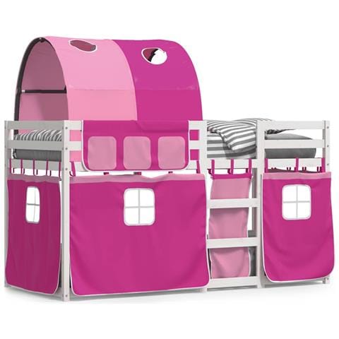 Letto a Castello senza Materasso Rosa 90x200 cm Legno di Pino - Foto 1