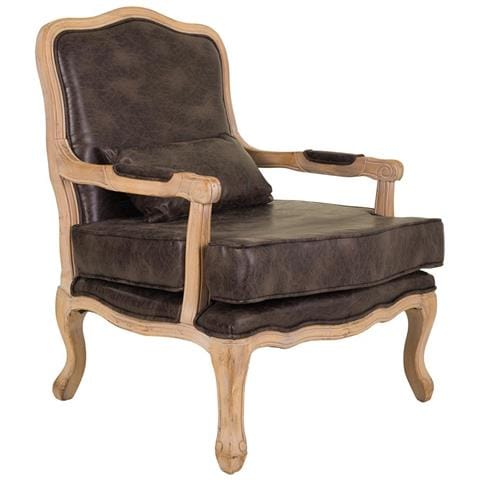 Poltrona In Legno Imbottita Marrone 64x72x92h - Foto 1