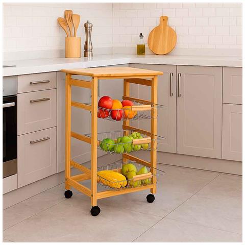 Carrello Cucina In Legno, 47x37x79h Cm, Marrone Chiaro - Foto 2