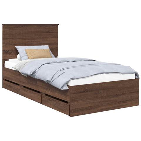 Struttura del letto con cassetto Rovere Marrone 100 x 200 cm - Foto 1