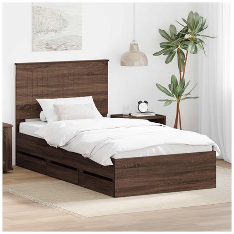 Struttura del letto con cassetto Rovere Marrone 100 x 200 cm - Foto 2