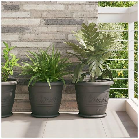 Vasi per Piante 6 pcs Nero Ø 26 x 21.5 cm Plastica - Foto 2