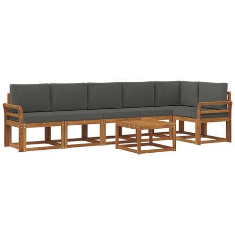 Set di divani da esterno con cuscino 7 pcs Naturale e Antracite - Foto 1