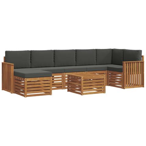 Set divani 8 pcs Naturale e Antracite Legno di Acacia Massello - Foto 1
