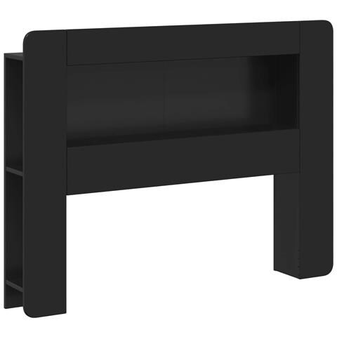 Testata del letto con archiviazione Nero Legno ingegnerizzato - Foto 1