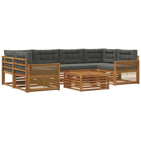 Set di divani da esterno con cuscino 7 pcs Naturale e Antracite - Foto 1