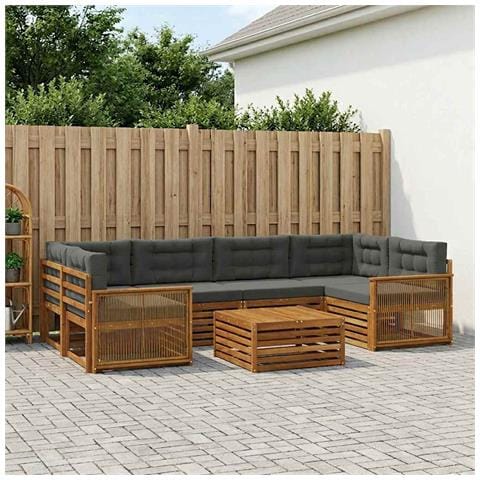 Set di divani da esterno con cuscino 7 pcs Naturale e Antracite - Foto 2