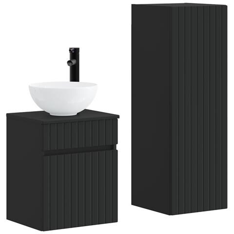 Set di mobili per il bagno 2 pz Nero 33 x 34,5 x 100 cm - Foto 1