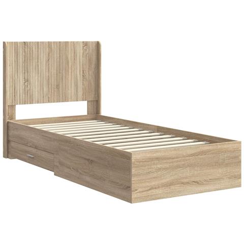 Struttura del letto con stoccaggio e testata Rovere Sonoma - Foto 10