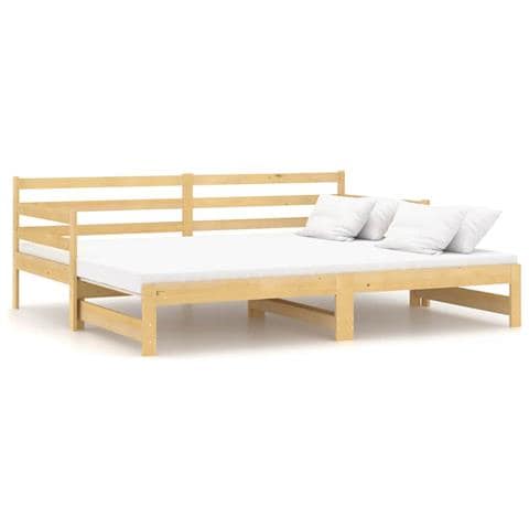 Divano Letto Estraibile in Legno Massello di Pino 2x (90x200) cm - Foto 1