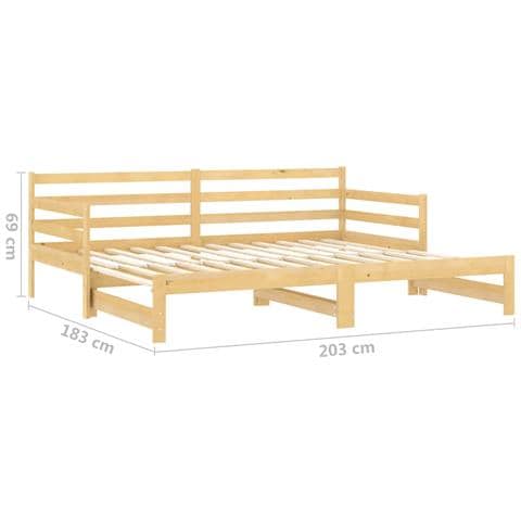 Divano Letto Estraibile in Legno Massello di Pino 2x (90x200) cm - Foto 9
