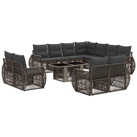 Set Divano da Giardino 12 pz Grigio e Grigio Scuro polyrattan - Foto 1