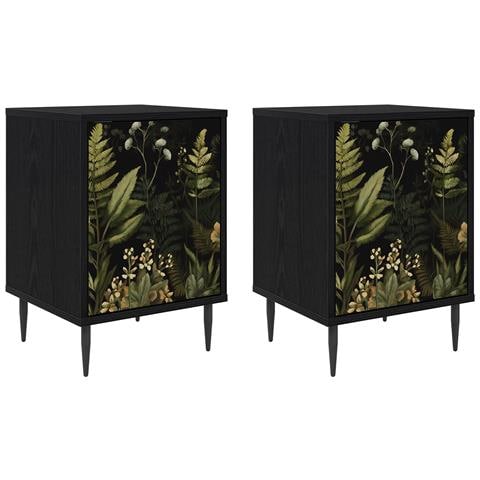Armadio da Notte RHENEN 2 pz Rovere Nero 36 x 33 x 51 cm - Foto 1