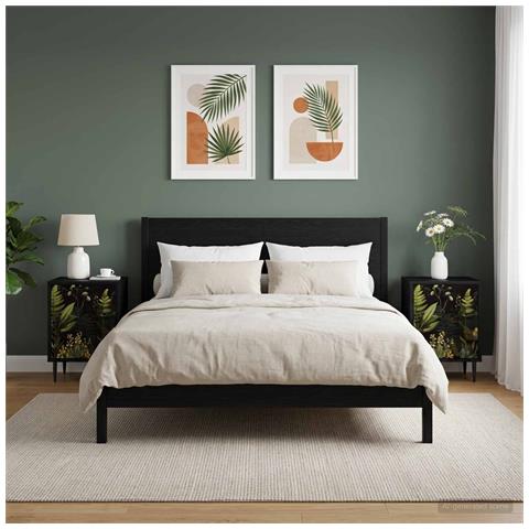Armadio da Notte RHENEN 2 pz Rovere Nero 36 x 33 x 51 cm - Foto 2