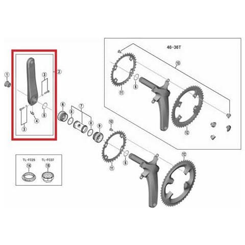 Manovelle Left Fc-r8000 Hollowtech Ii Ricambi Dei Componenti 175 Mm - Foto 1