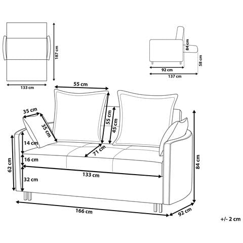 Divano Letto 2 Posti In Tessuto Grigio Chiaro Hovin - Foto 18