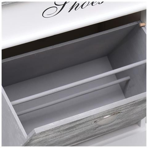 Scarpiera Grigia 50x28x58 Cm In Legno Di Paulownia - Foto 2