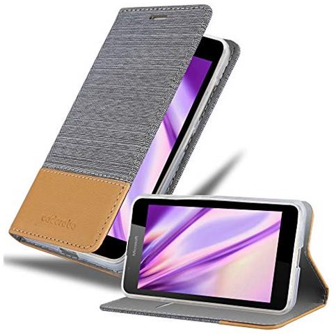 Custodia Compatibile Con Nokia Lumia 540 In Grigio Chiaro Marrone - Coperchio Protettiva Con Chiusura Magnetica, Funzione Stand E Tasca Per Le Carte - Foto 1