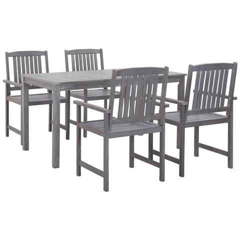 Set Da Pranzo Da Giardino 5 Pz Grigio Legno Massello Di Acacia - Foto 1