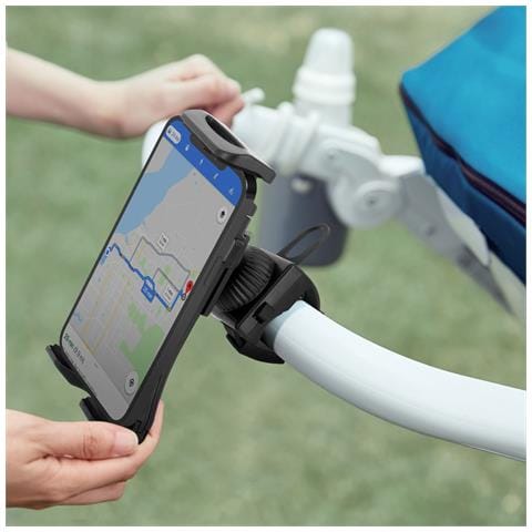 Supporto Telefono / Tablet Manubrio Fissaggio Cinturino Ruota A 360° Nero - Foto 10