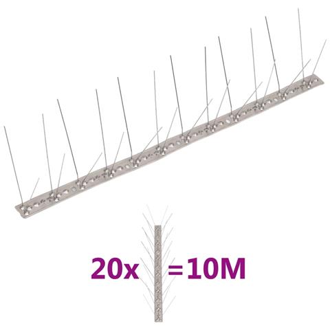 Set Dissuasori per Uccelli e Piccioni 20 pz Acciaio 4 File 10 m - Foto 1