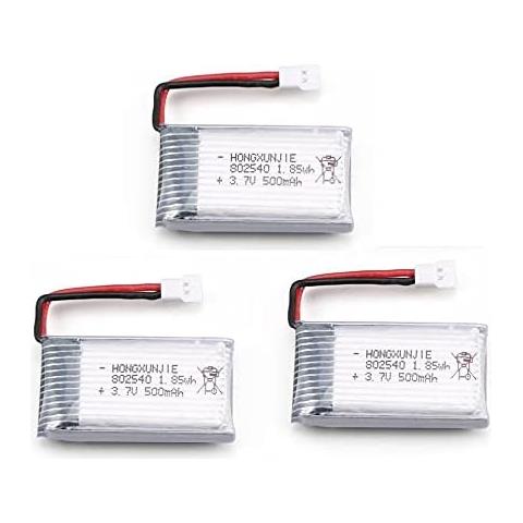 3 Pezzi Batteria Lipo Ricaricabile 3.7v, 500mah Lipo Per Rc Droni Quadricotteri Syma X5 X5c X5sc X5sw, Cheerson Cx-30w, Skytech M68, Wltoys F949 - Foto 1