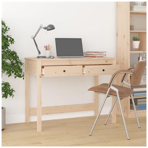 Scrivania Con Cassetti 100x50x78 Cm In Legno Massello Di Pino - Foto 10