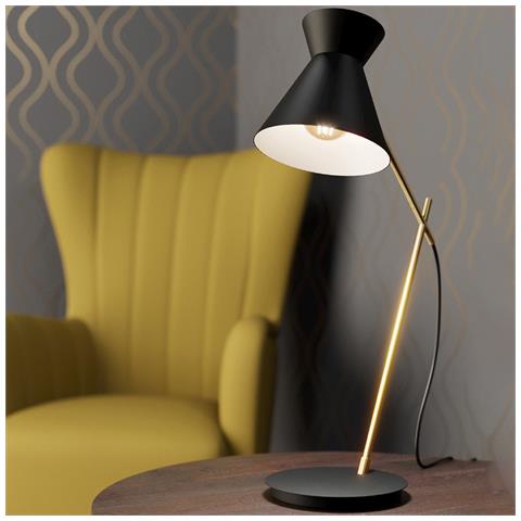 Lampada Da Scrivania Industrial Amezaga 1 Luce Metallo Nero E Ottone - Foto 1
