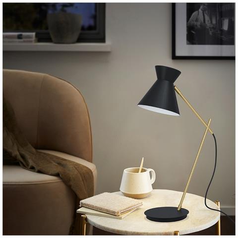 Lampada Da Scrivania Industrial Amezaga 1 Luce Metallo Nero E Ottone - Foto 2