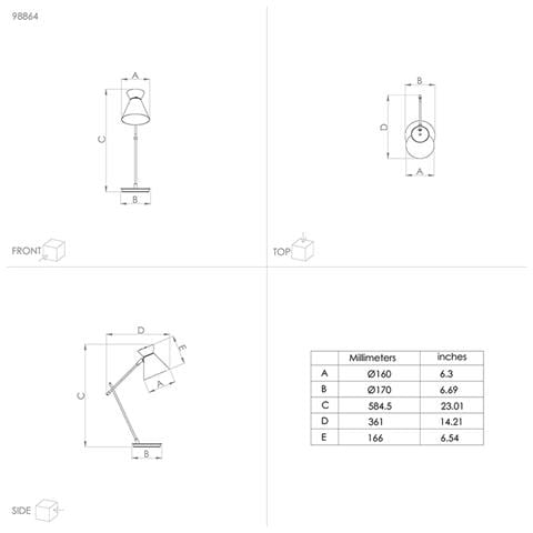 Lampada Da Scrivania Industrial Amezaga 1 Luce Metallo Nero E Ottone - Foto 3
