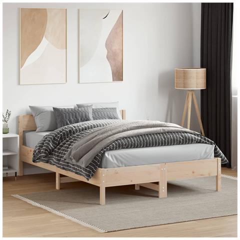 Giroletto Con Testiera 120x190 Cm In Legno Massello Di Pino - Foto 3