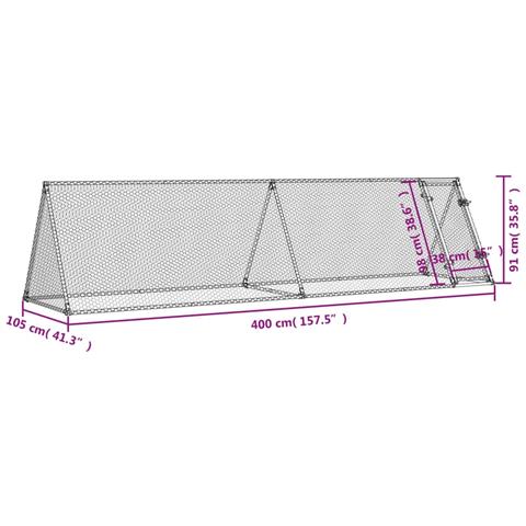 Gabbia Per Polli Argento 400x105x91 Cm In Acciaio Zincato - Foto 8