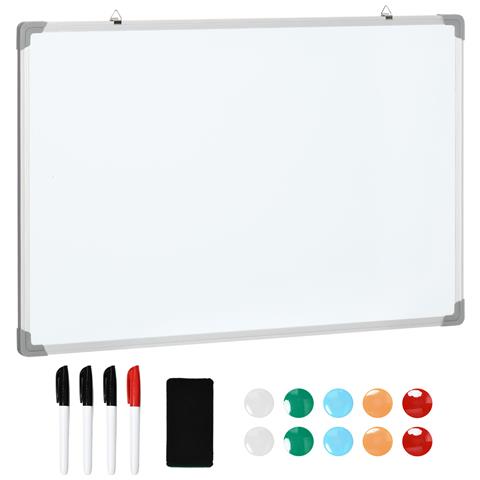 Lavagna Magnetica Bianca Rettangolare Con 4 Pennarelli, 1 Gomma E 10 Magneti Inclusi, 90x60x1.8 Cm - Foto 1