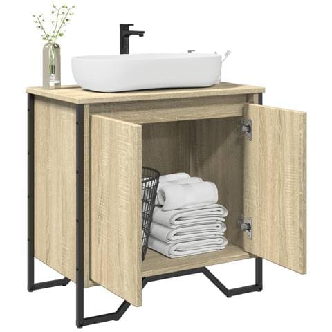Mobile Lavabo Bagno Rovere Sonoma 60x35x60 Cm In Truciolato - Foto 1