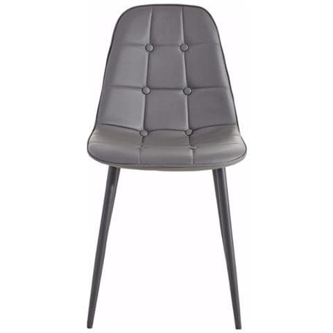 Luna Set Di 4 Sedie Da Pranzo Imbottite In Pu Grigio - Foto 2
