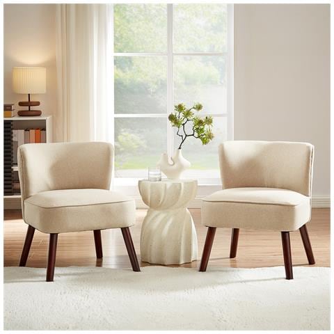 Set Di 2 Poltrone Cocktail Jofi In Tessuto Beige - Foto 1