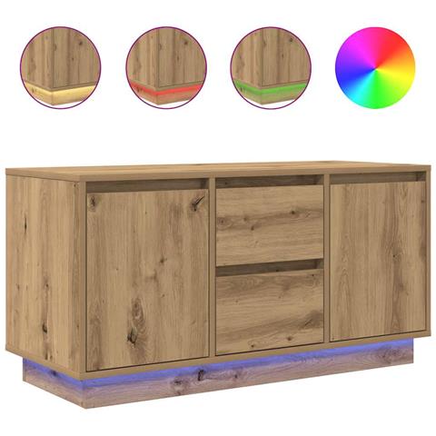 Mobile Porta TV con Luci LED Rovere Artigianale 100x41x50 cm - Foto 1