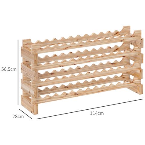 Portabottiglie in Legno di Pino, Cantinetta Vini con 4 Ripiani per 48 Bottiglie, 114x28x56.5 cm, Colore Legno - Foto 6