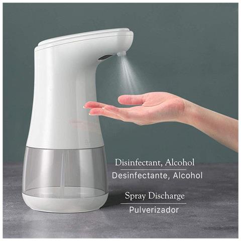 Dispenser Automatico A Infrarossi Con Dosaggio Regolabile Per Gel Idroalcolico O Sapone A Goccia Da 360 Ml. 10x13x19,5 Cm. Colore Bianco - Foto 2