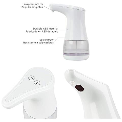 Dispenser Automatico A Infrarossi Con Dosaggio Regolabile Per Gel Idroalcolico O Sapone A Goccia Da 360 Ml. 10x13x19,5 Cm. Colore Bianco - Foto 4